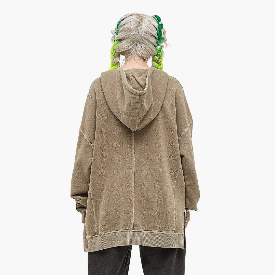 khaki turtleneck hoodie