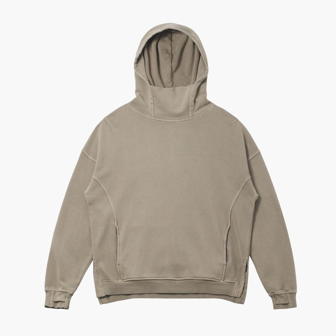 khaki turtleneck hoodie