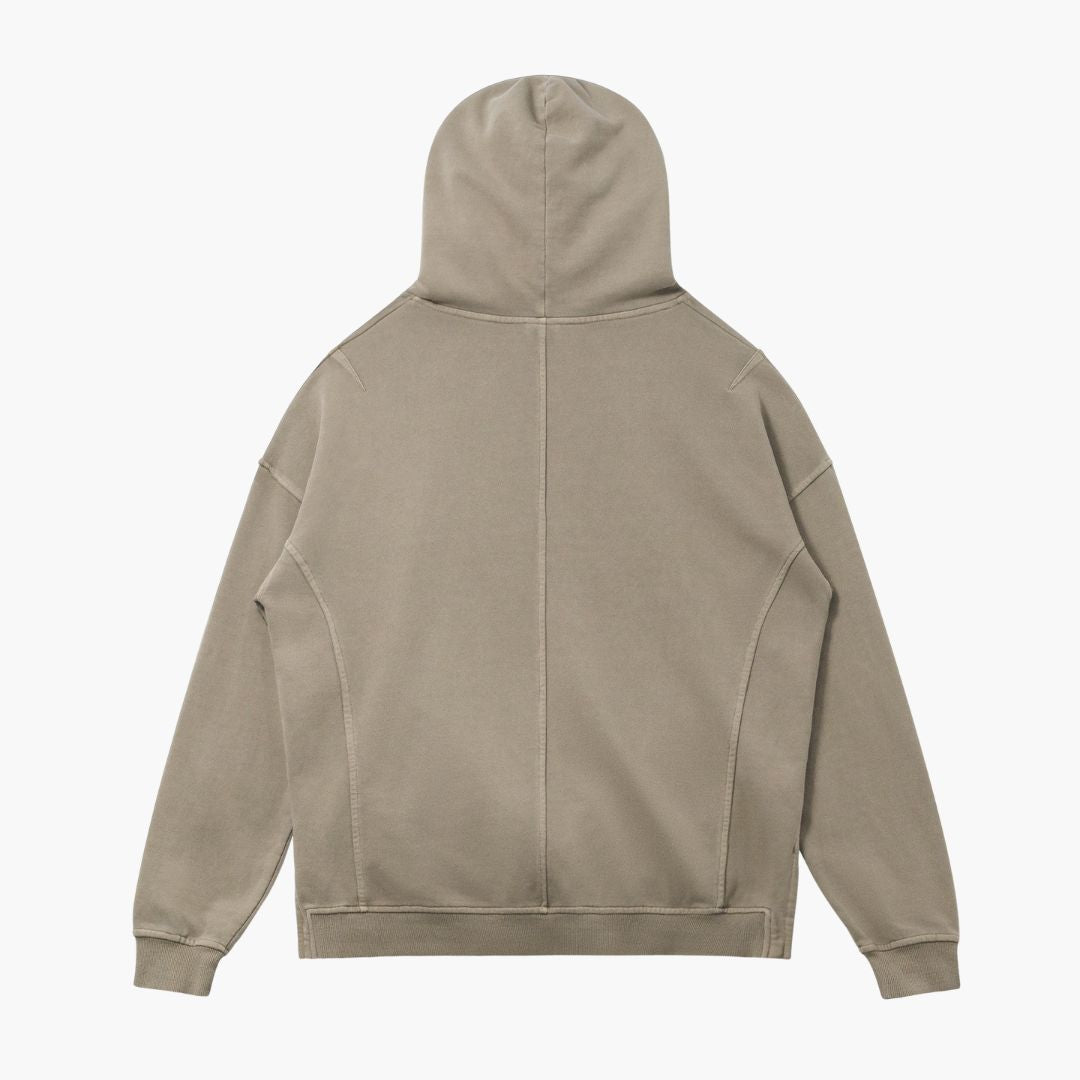 khaki turtleneck hoodie